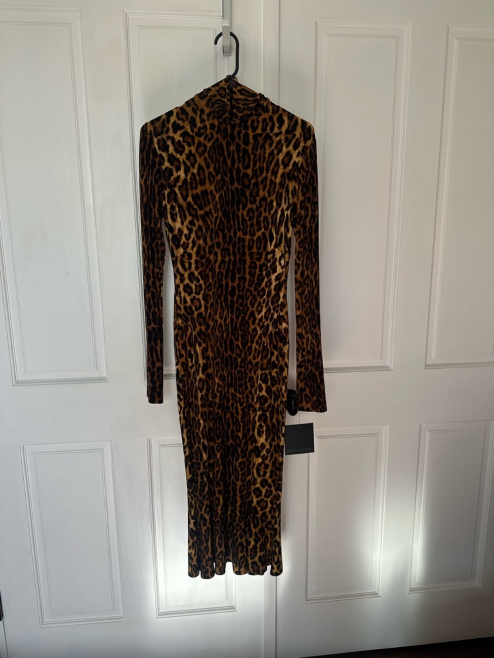 Norma Kamali Leopard-Print Long-Sleeve Midi Dress - Brown/Black - Picture 13 of 16